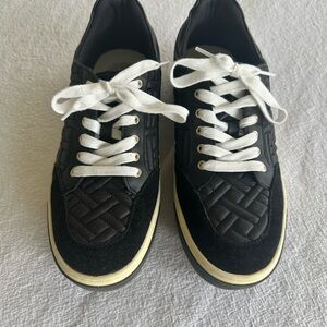 Vince Camuto Black Quilted Sneakers with White Accents